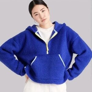Wild Fable light blue quarter zip sherpa jacket